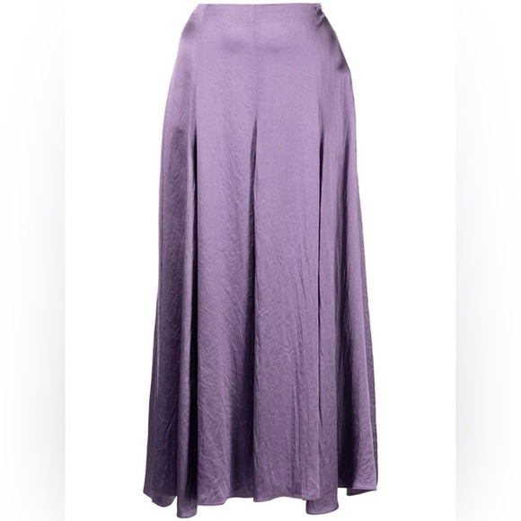VINCE Satin-Effect Draped MIDI Skirt in Lavender - Picture 2 of 12